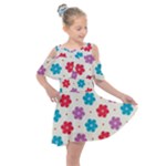 Abstract Art Pattern Colorful Artistic Flower Nature Spring Kids  Shoulder Cutout Chiffon Dress