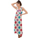 Abstract Art Pattern Colorful Artistic Flower Nature Spring V-Neck Chiffon Maxi Dress