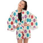 Abstract Art Pattern Colorful Artistic Flower Nature Spring Long Sleeve Kimono