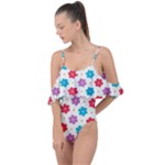 Abstract Art Pattern Colorful Artistic Flower Nature Spring Drape Piece Swimsuit