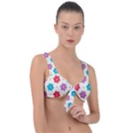 Abstract Art Pattern Colorful Artistic Flower Nature Spring Front Tie Bikini Top