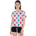 Abstract Art Pattern Colorful Artistic Flower Nature Spring Open Back Sport T-Shirt