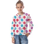 Abstract Art Pattern Colorful Artistic Flower Nature Spring Kids  Long Sleeve T-Shirt with Frill 