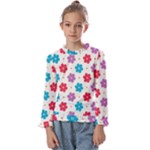 Abstract Art Pattern Colorful Artistic Flower Nature Spring Kids  Frill Detail T-Shirt