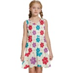 Abstract Art Pattern Colorful Artistic Flower Nature Spring Kids  Sleeveless Tiered Mini Dress