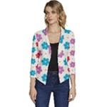 Abstract Art Pattern Colorful Artistic Flower Nature Spring Women s Casual 3/4 Sleeve Spring Jacket