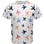 Airplane Pattern Plane Aircraft Fabric Style Simple Seamless Men s Cotton T-Shirt