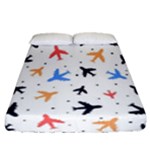 Airplane Pattern Plane Aircraft Fabric Style Simple Seamless Fitted Sheet (Queen Size)