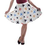 Airplane Pattern Plane Aircraft Fabric Style Simple Seamless A-line Skater Skirt