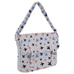 Airplane Pattern Plane Aircraft Fabric Style Simple Seamless Buckle Messenger Bag