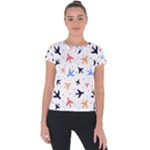 Airplane Pattern Plane Aircraft Fabric Style Simple Seamless Short Sleeve Sports Top 