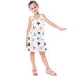 Airplane Pattern Plane Aircraft Fabric Style Simple Seamless Kids  Sleeveless Dress