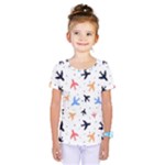 Airplane Pattern Plane Aircraft Fabric Style Simple Seamless Kids  One Piece T-Shirt