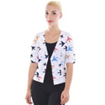 Airplane Pattern Plane Aircraft Fabric Style Simple Seamless Cropped Button Cardigan
