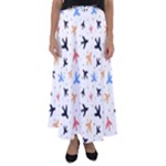 Airplane Pattern Plane Aircraft Fabric Style Simple Seamless Flared Maxi Skirt
