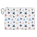 Airplane Pattern Plane Aircraft Fabric Style Simple Seamless Canvas Cosmetic Bag (XL)