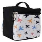 Airplane Pattern Plane Aircraft Fabric Style Simple Seamless Make Up Travel Bag (Small)