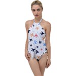Airplane Pattern Plane Aircraft Fabric Style Simple Seamless Go with the Flow One Piece Swimsuit