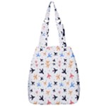 Airplane Pattern Plane Aircraft Fabric Style Simple Seamless Center Zip Backpack