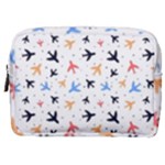 Airplane Pattern Plane Aircraft Fabric Style Simple Seamless Make Up Pouch (Medium)