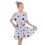 Airplane Pattern Plane Aircraft Fabric Style Simple Seamless Kids  Shoulder Cutout Chiffon Dress