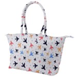 Airplane Pattern Plane Aircraft Fabric Style Simple Seamless Canvas Shoulder Bag