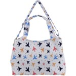 Airplane Pattern Plane Aircraft Fabric Style Simple Seamless Double Compartment Shoulder Bag
