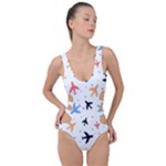 Airplane Pattern Plane Aircraft Fabric Style Simple Seamless Side Cut Out Swimsuit