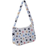 Airplane Pattern Plane Aircraft Fabric Style Simple Seamless Zip Up Shoulder Bag