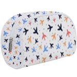Airplane Pattern Plane Aircraft Fabric Style Simple Seamless Make Up Case (Large)