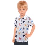 Airplane Pattern Plane Aircraft Fabric Style Simple Seamless Kids  Polo T-Shirt