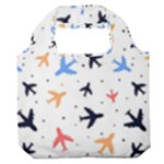 Airplane Pattern Plane Aircraft Fabric Style Simple Seamless Premium Foldable Grocery Recycle Bag