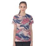 Waves Ocean Sea Water Pattern Rough Seas Digital Art Nature Nautical Women s Cotton T-Shirt