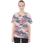 Waves Ocean Sea Water Pattern Rough Seas Digital Art Nature Nautical V-Neck Dolman Drape Top