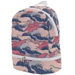 Waves Ocean Sea Water Pattern Rough Seas Digital Art Nature Nautical Zip Bottom Backpack