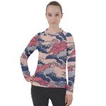 Waves Ocean Sea Water Pattern Rough Seas Digital Art Nature Nautical Women s Pique Long Sleeve T-Shirt