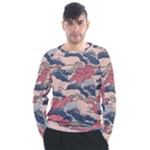 Waves Ocean Sea Water Pattern Rough Seas Digital Art Nature Nautical Men s Long Sleeve Raglan T-Shirt