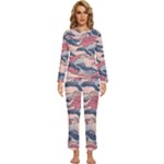 Waves Ocean Sea Water Pattern Rough Seas Digital Art Nature Nautical Womens  Long Sleeve Lightweight Pajamas Set