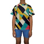 Geometric Pattern Retro Colorful Abstract Kids  Short Sleeve Swimwear