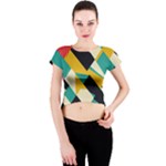 Geometric Pattern Retro Colorful Abstract Crew Neck Crop Top