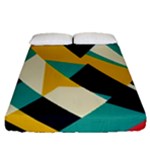Geometric Pattern Retro Colorful Abstract Fitted Sheet (Queen Size)