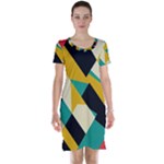Geometric Pattern Retro Colorful Abstract Short Sleeve Nightdress