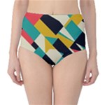 Geometric Pattern Retro Colorful Abstract Classic High-Waist Bikini Bottoms