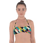 Geometric Pattern Retro Colorful Abstract Tie Back Bikini Top