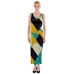 Geometric Pattern Retro Colorful Abstract Fitted Maxi Dress