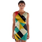 Geometric Pattern Retro Colorful Abstract Wrap Front Bodycon Dress