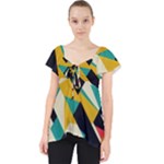 Geometric Pattern Retro Colorful Abstract Lace Front Dolly Top