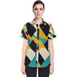 Geometric Pattern Retro Colorful Abstract Women s Short Sleeve Shirt