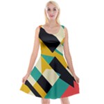 Geometric Pattern Retro Colorful Abstract Reversible Velvet Sleeveless Dress