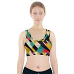 Geometric Pattern Retro Colorful Abstract Sports Bra With Pocket